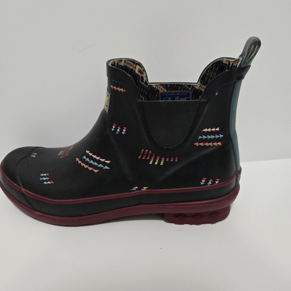 Pendleton Chelsea Rain Boot Geo toss black rubber redd - Picture 8 of 11